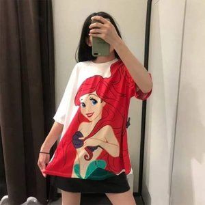 Zara Red and White Ariel Graphic Tee